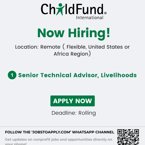 Senior Technical Advisor, Livelihoods